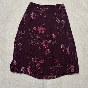 Chico's Dark Purple Floral A-Line Skirt